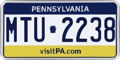 PA license plate MTU2238