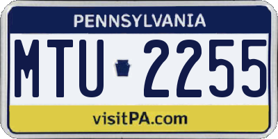 PA license plate MTU2255