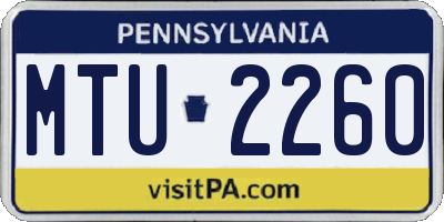 PA license plate MTU2260