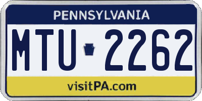 PA license plate MTU2262