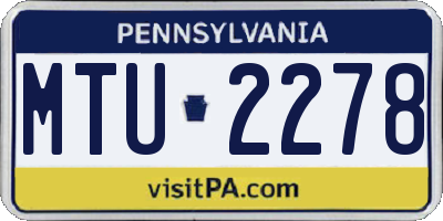 PA license plate MTU2278