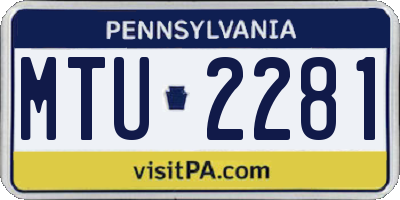 PA license plate MTU2281