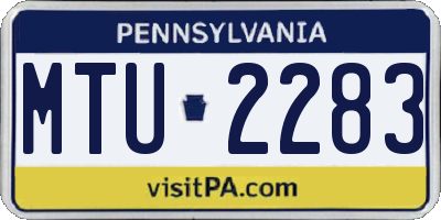 PA license plate MTU2283