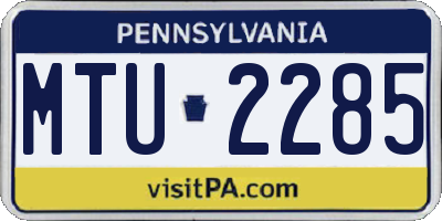 PA license plate MTU2285