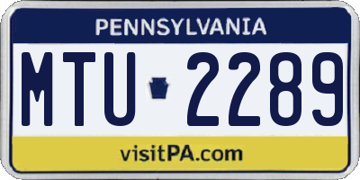 PA license plate MTU2289