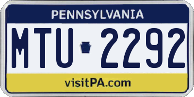 PA license plate MTU2292