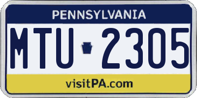 PA license plate MTU2305