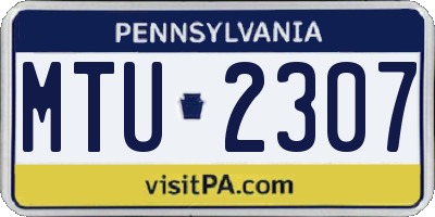 PA license plate MTU2307