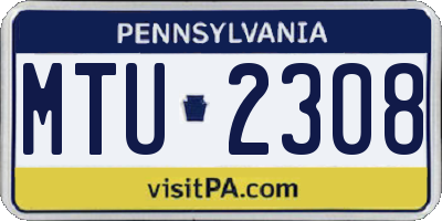 PA license plate MTU2308