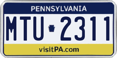 PA license plate MTU2311