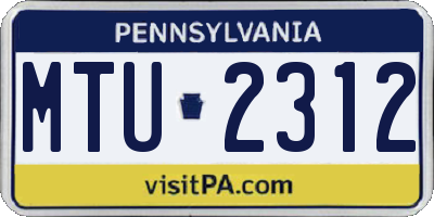 PA license plate MTU2312