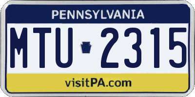 PA license plate MTU2315