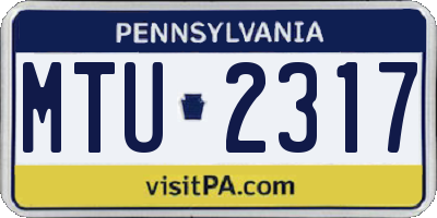 PA license plate MTU2317
