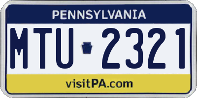 PA license plate MTU2321