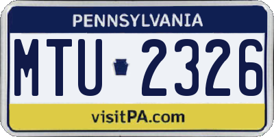 PA license plate MTU2326