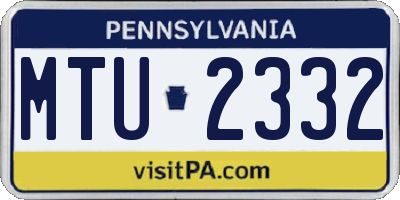 PA license plate MTU2332