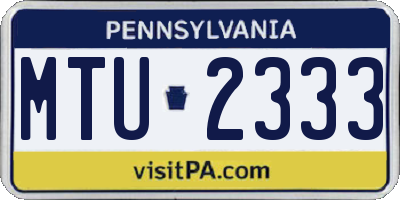PA license plate MTU2333