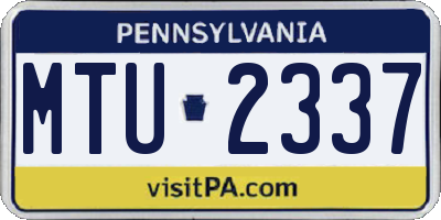 PA license plate MTU2337