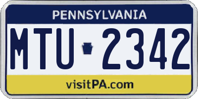 PA license plate MTU2342