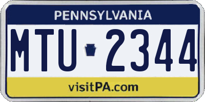 PA license plate MTU2344