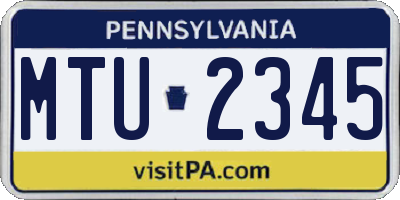 PA license plate MTU2345