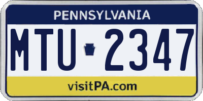 PA license plate MTU2347