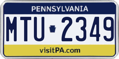 PA license plate MTU2349