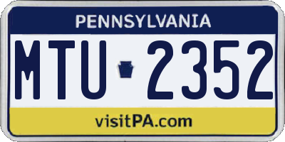 PA license plate MTU2352
