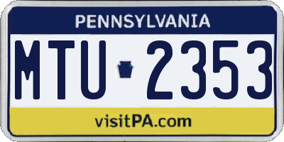 PA license plate MTU2353