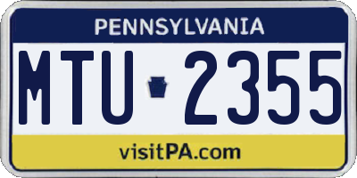 PA license plate MTU2355