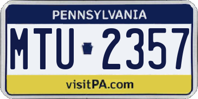 PA license plate MTU2357