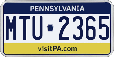 PA license plate MTU2365