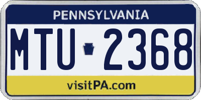 PA license plate MTU2368