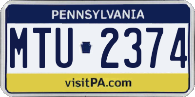 PA license plate MTU2374