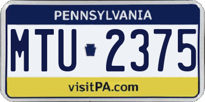 PA license plate MTU2375