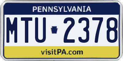 PA license plate MTU2378