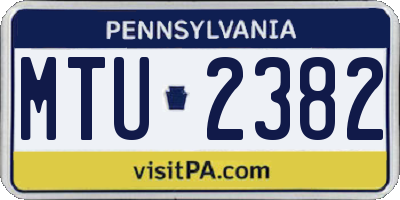 PA license plate MTU2382