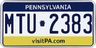 PA license plate MTU2383