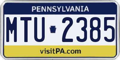 PA license plate MTU2385