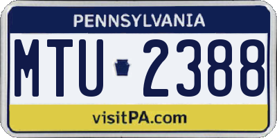 PA license plate MTU2388