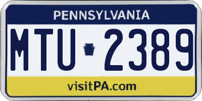 PA license plate MTU2389