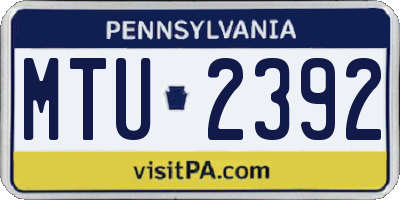 PA license plate MTU2392
