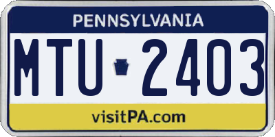 PA license plate MTU2403