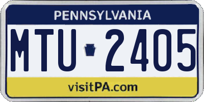 PA license plate MTU2405