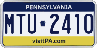 PA license plate MTU2410