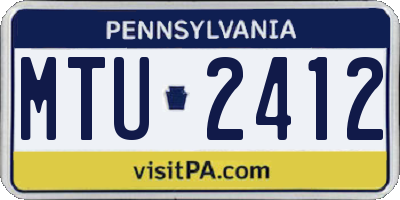 PA license plate MTU2412