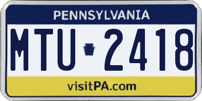 PA license plate MTU2418