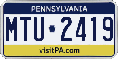 PA license plate MTU2419