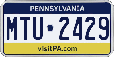 PA license plate MTU2429