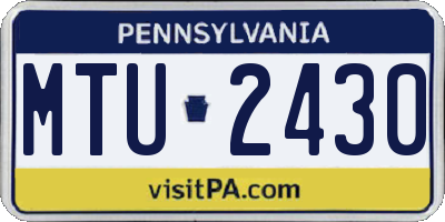 PA license plate MTU2430